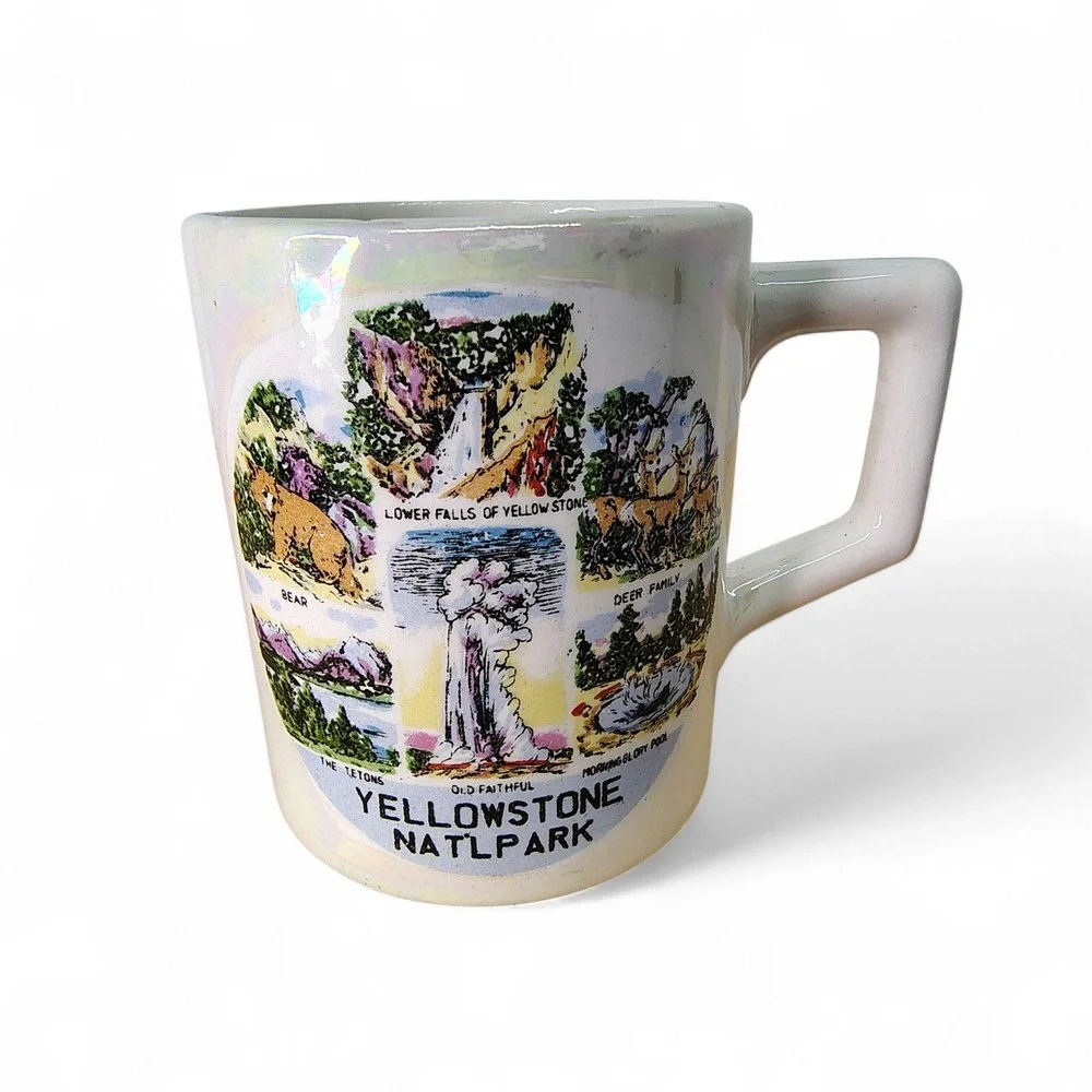 Vtg Yellowstone National Park Souvenir Mug‎ For A Dear Child Pearlescent Finish